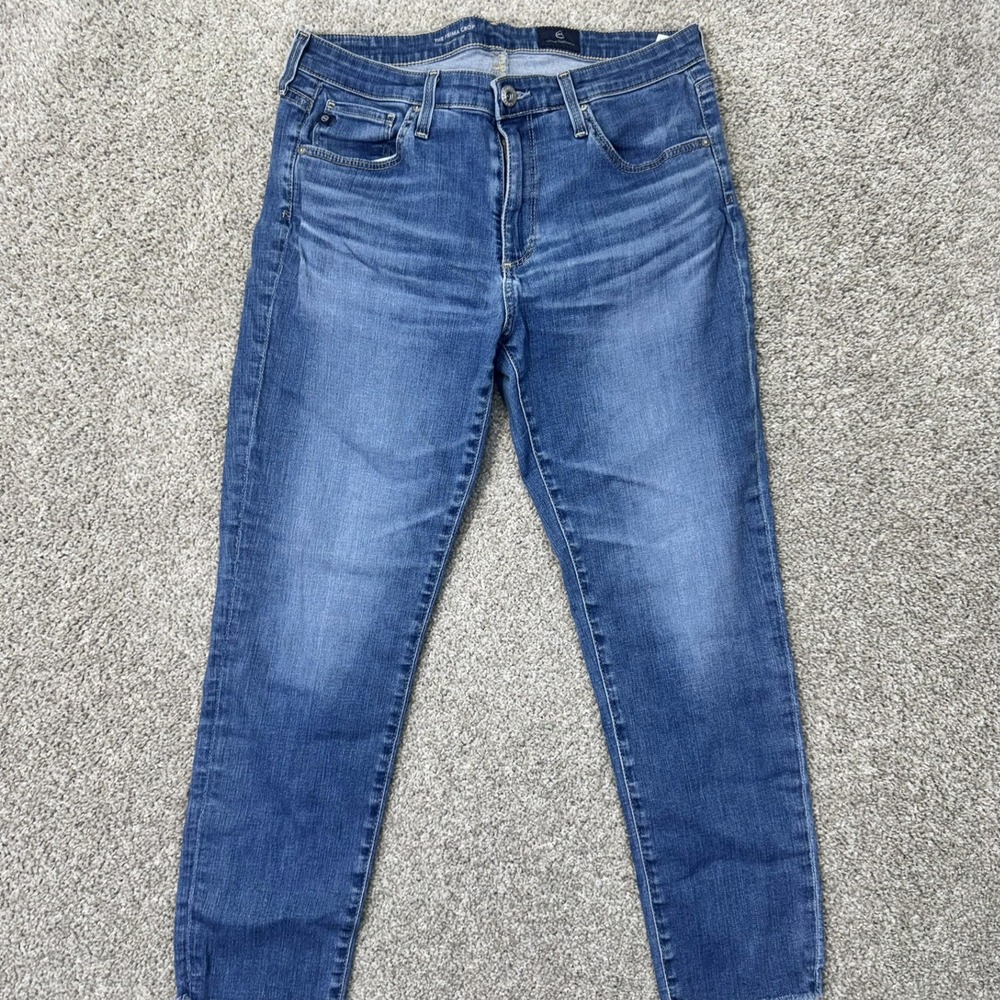 AG Adriano Goldschmied Jeans Womens 29 The Prima Crop Blue Raw Hem EUC